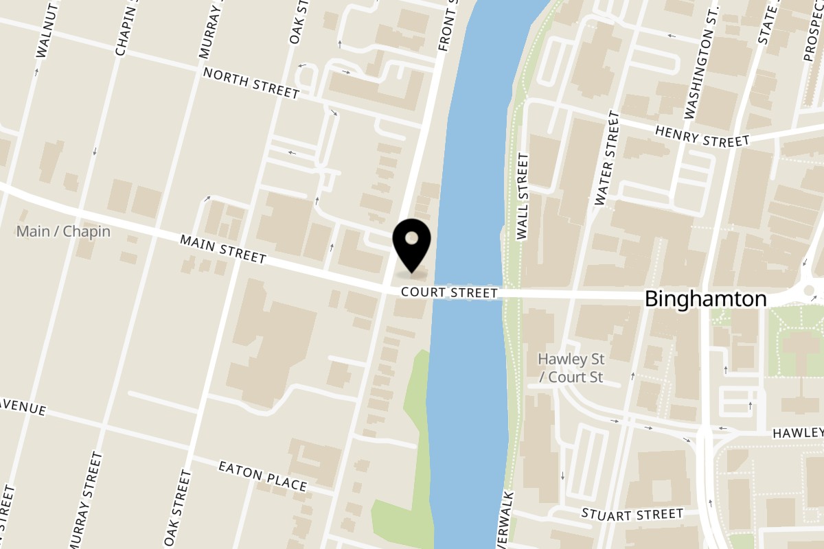 Map showing the location of Despina's Mediterranean Cucina on 8 Main St in Binghamton